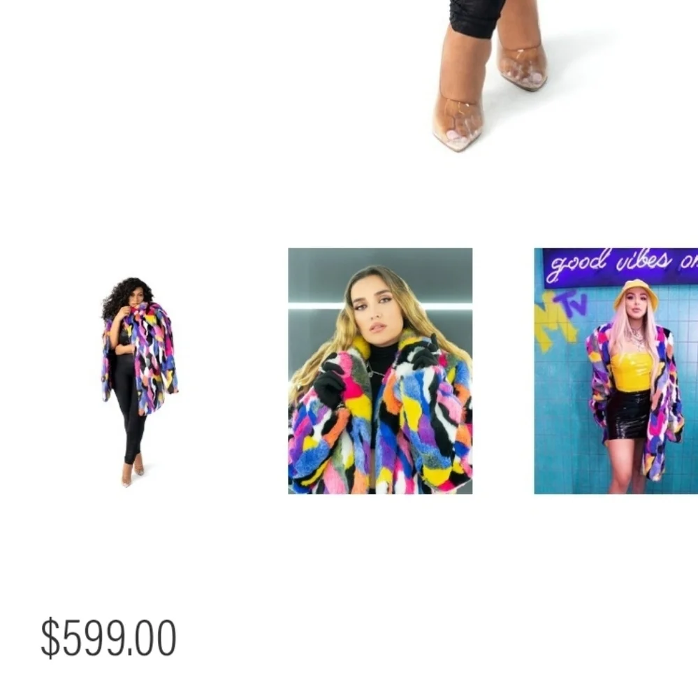 MATT SARAFA RAINBOW Faux Fur SILK Lined Coat NWOT, OG Length, Custom Made - Picture 15 of 16